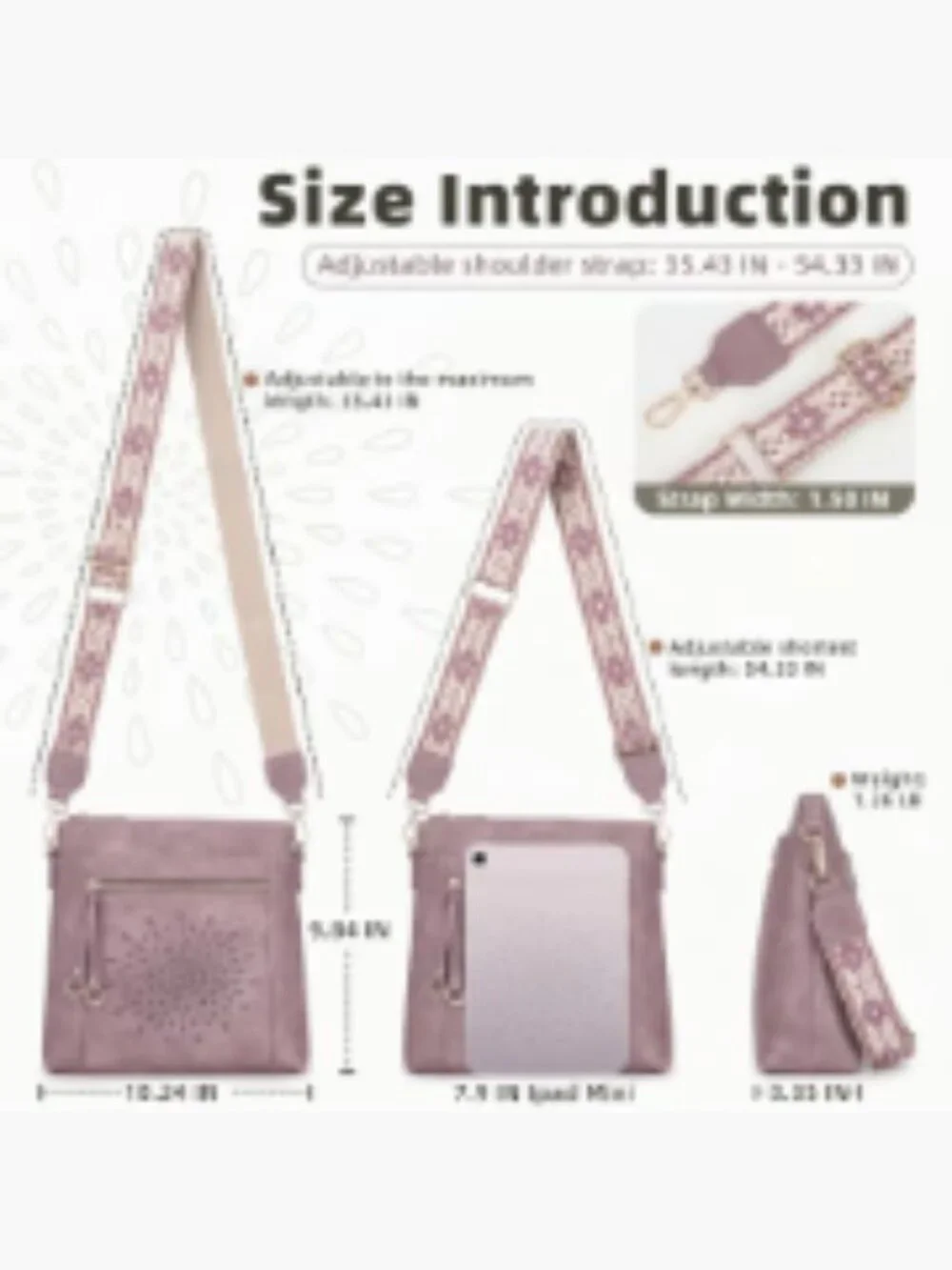 Faux Leather Multi-Pocket Hobo Crossbody Bag with Adjustable Guitar Strap